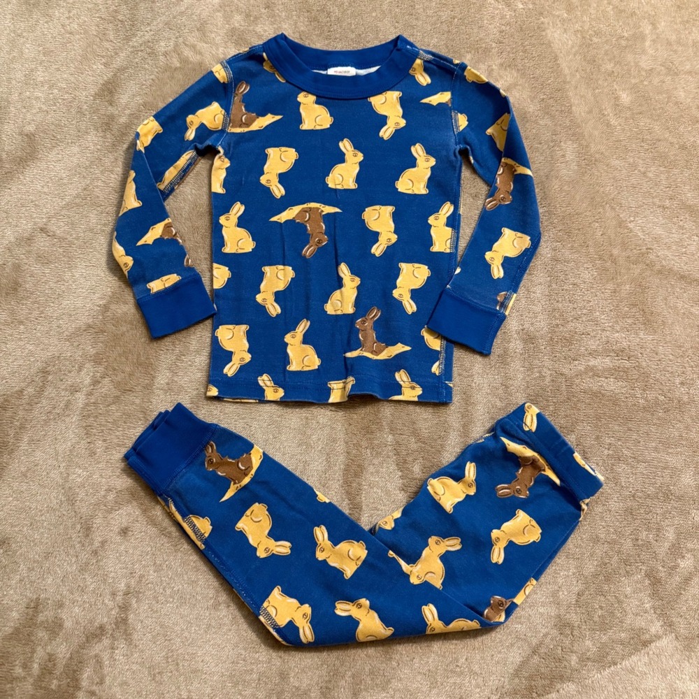 Hanna Andersson Kids 3T Blue Bunny Rabbit Organic Cotton Pajama Set